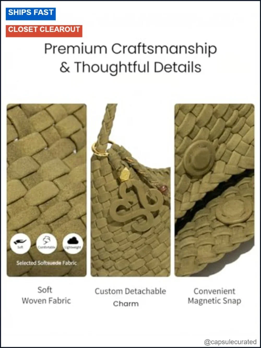 Faux Suede Woven Hobo Bag with Pouch, Slouchy Shoulder Bag
